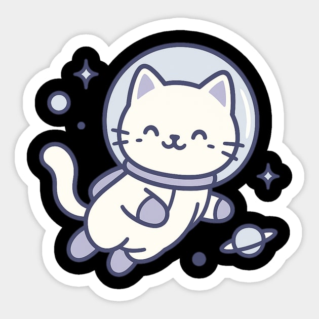 Kawaii Space Cat Astronaut Sticker by ArtistTee ⭐⭐⭐⭐⭐